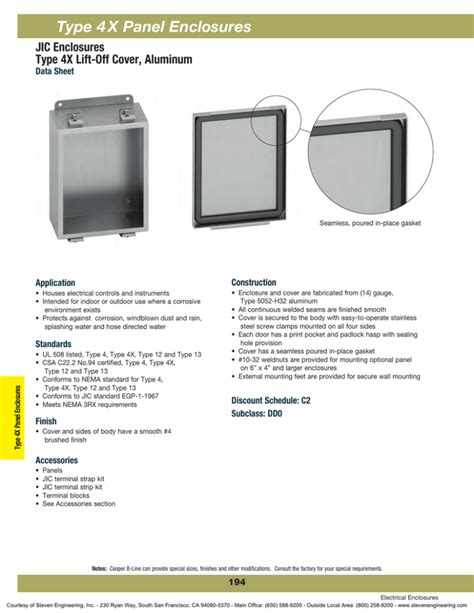 cooper stainless steel enclosures|4x lift off panel enclosure.